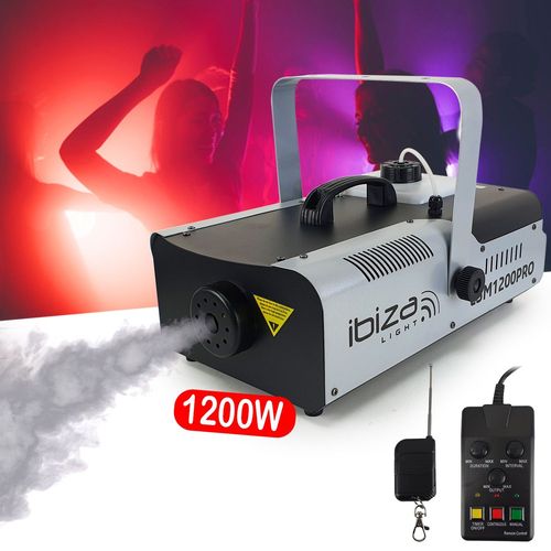 Machine à fumée Ibiza Light LSM1200PRO programmable avec DMX - 2 télécommandes - 1200W