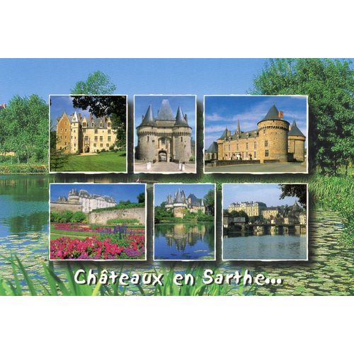 Carte Postale Couleur - Chateaux En Sarthe - 72 - Sarthe - Courtanvaux - La Ferte Bernard - Sille Le Guillaume -Le Lude - Bazouges Sur Loir - Sable Sur Sarthe - Cliches Gauthier Et Morisan- Mg Edition