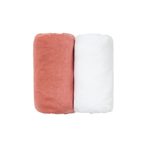 Lot De 2 Draps Housse Terracotta / Blanc 70 X 140 Cm - Babycalin