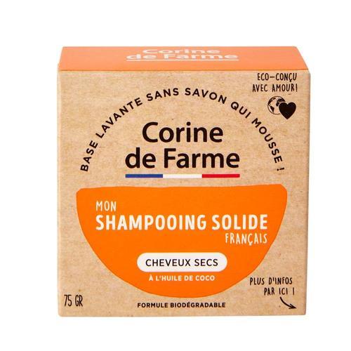 Corine De Farme - Shampoing Solide Cheveux Secs - Vegan - Formule Huile De Coco Hydratante - Shampoing Biodégradable Zero Déchet - Eco-Conçu Et Fabriqué En France 