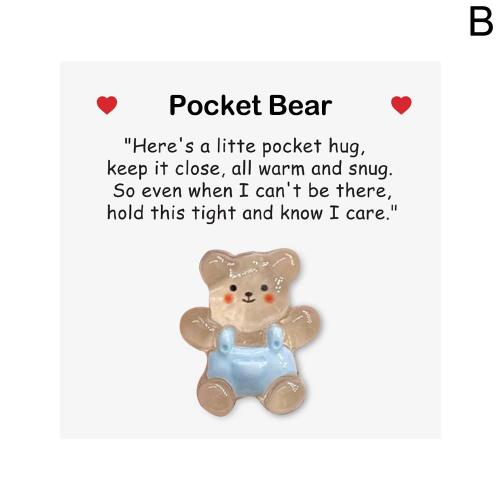 Ours Love Bear Pocket Hug Cute Love Teddy Bear Cartes De V?ux Surprenantes K0d1 Salopette Bleue Ours