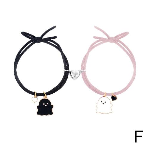 Black+Pink Bracelet Tresse Avec Pendentif Fantôme De Dessin Anime Dhalloween 1 Paire Cadeaux Bijoux Damitie Black Pink