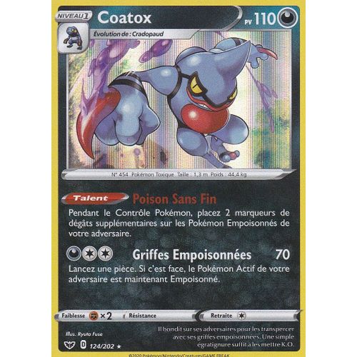 Carte Pokemon - Coatox - 124/202 - Holo Rare - Épée Et Bouclier