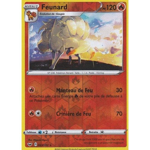 Carte Pokemon - Feunard - 023/202 - Holo Reverse - Épée Et Bouclier