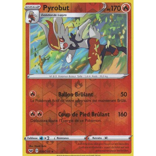 Carte Pokemon - Pyrobut - 035/202 - 170v - Holo Reverse - Épée Et Bouclier