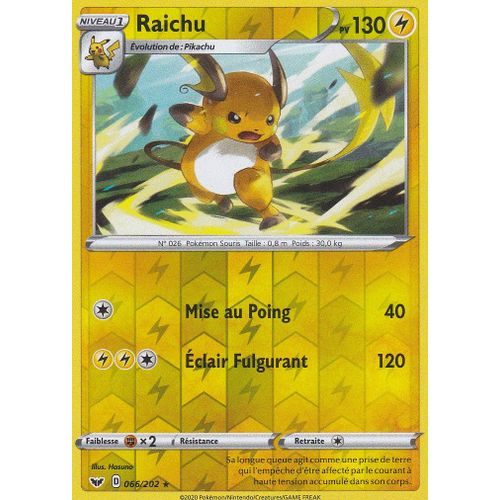 Carte Pokemon - Raichu - 066/202 - Holo Reverse - Épée Et Bouclier