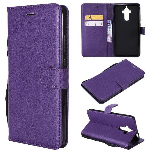 Flip Étui Pour Huawei Mate 9 Couleur Solide Classique Avec Fente Pour Carte Cuir De Haute Qualité Étui De Téléphone Portefeuille D'affaires - Violet