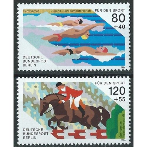Berlin 1986 Allemagne Fédérale 2 Timbres Neufs** Sport Natation Et Hippisme N° 712 713