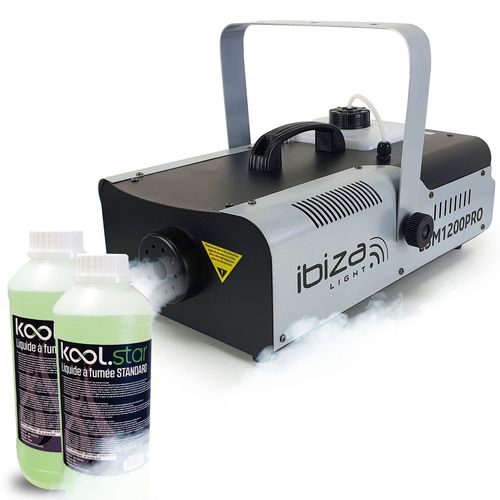 Machine à fumée Ibiza Light LSM1200PRO programmable avec DMX - 2 télécommandes - 1200W + 2L de liquide inclus