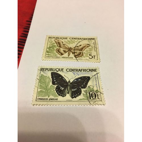 2 Timbres Republique Centrafricaine Papillons