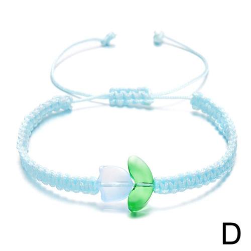 Blue Bracelet Tulipes Fait A La Main Pour Femmes Et Filles Cordon Reglable Fait A La Main Z5d4 Blue