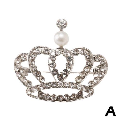 Silver Broche Couronne En Or Et Argent Broche En Cristal Transparent Badge De Revers De Costume Silver