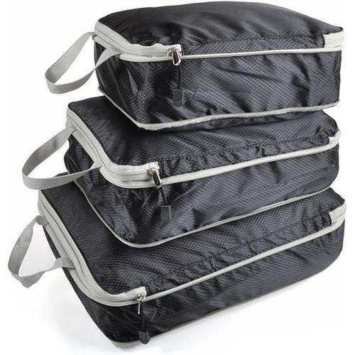 Sac de rangement portable en 3 pièces avec organiseur de bagages pliable et étanche pour voyage Noir