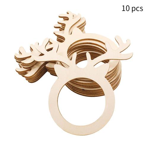 10 Pieces Rond Noel En Bois D?Ner Serviette Anneau Mini Vaisselle Table Decor Serviette Boucle Cuisine Accessoires De Mariage