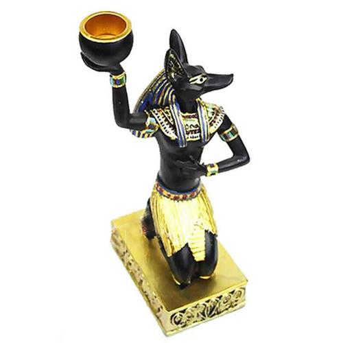 Sculpture Decorative Egyptien Sphinx Anubis Statue Resine Figurine Maison Deesse Exquise Bougeoir Retro Artisanat Ornement