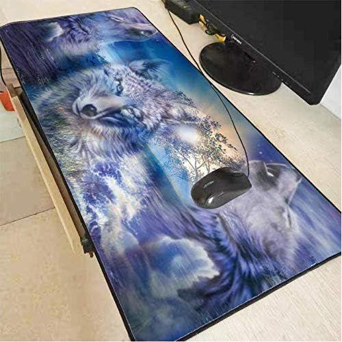 Blanc Loup Grand Tapis de Souris Pad Grand Clavier de Verrouillage Noir Bord Bureau Tapis de Souris Tapis Gamer 400 * 900 * 2 mm