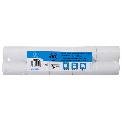 Exacompta Lot De 40 Bobines Pour Carte Bancaire 57x35mm - 1 Pli Thermique 44g/M2 Sans Bpa Blanc