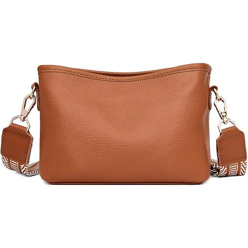 Sac à Bandoulière Femmes Cuir Petit Sac D'épaule Élégant Besace Sacoche Bandoulière avec Mode Sangle Brun