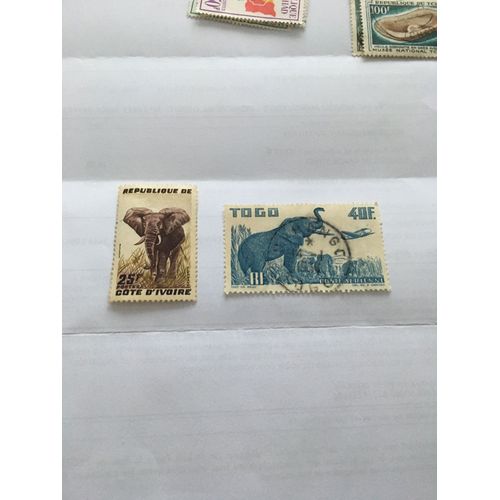 2 Timbres Anciens Elephant Cote D'ivoire Et Togo