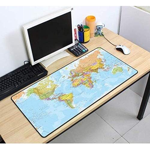 Motif de Masse Tapis De Souris Gaming Tapis De Souris Carte du Monde 700X400X2Mm Bricolage Grand Tapis De Souris Gamer avec Edge Verrouillage Tapis De Bureau