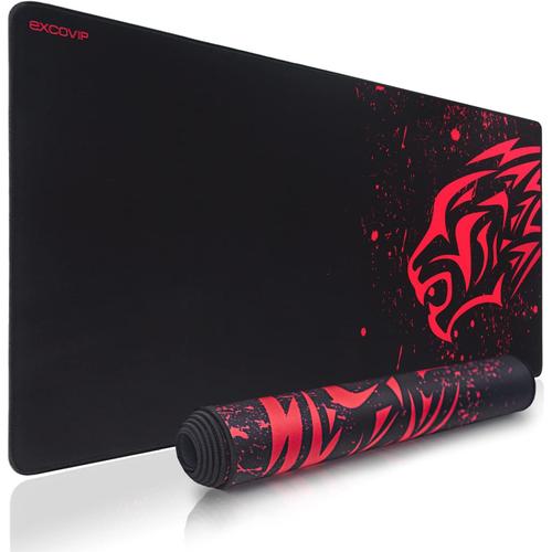 EXCO Red Leopard Extra Long Large XXL Gaming Tapis de Bureau Tapis de Protection en Caoutchouc antidérapant Tapis de Souris avec Motifs pour Bureau et Joueurs 14674