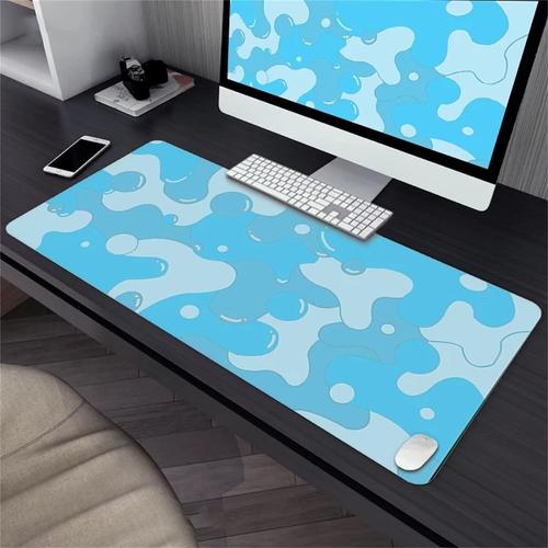 Grand Tapis de Souris XXL Bleu Clair Tapis de Souris Gaming 800x400x2mm avec Bords Cousus Surface Spéciale Améliore Précision et Vitesse pour Souris Claviers Gamer Bureau