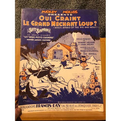 Churchill Ronell Qui Craint Grand Mechant Loup Partition Chant Piano 1933 Francis Day Rakuten