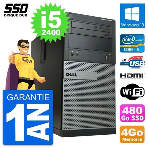 PC Tour Dell OptiPlex 390 MT Core i5-2400 RAM 4Go SSD 480Go HDMI Windows 10 Wifi