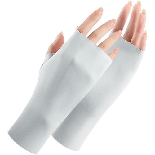 Gants d'été UV Mitaines Semi-doigt Conduite Gants de glace Gants de crème solaire Respirant Doigts Moufles C3C6 Moufles Demi gant, gris, taille unique