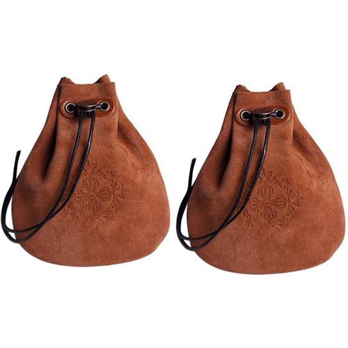 2X Cuir en Plein Air Pas Bourse de Monnaie Coin Sac Cordon Poche Calabash d'emballage