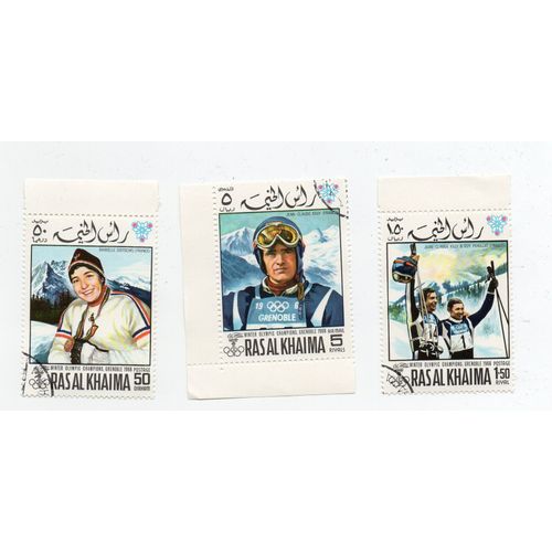 Ras Al Khaïma- Lot De 3 Timbres Oblitérés- Jeux Olympiques De Grenoble