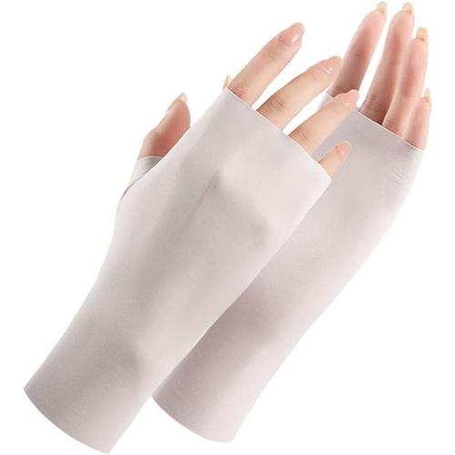 Mitaines d'été anti-UV semi-doigts pour conduite de glace, gants respirants, gants de protection solaire, mitaines fines C3C6, beige, taille unique