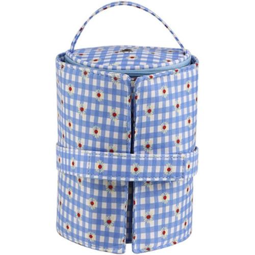 Petit sac de rangement portable en laine tricotée pour outils de couture accessoires cadeau bleu