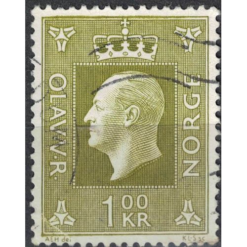 Norvège 1970 Oblitéré Used King Olav V Ancien Roi Olaf V Olive Brunâtre 1 Couronne Su