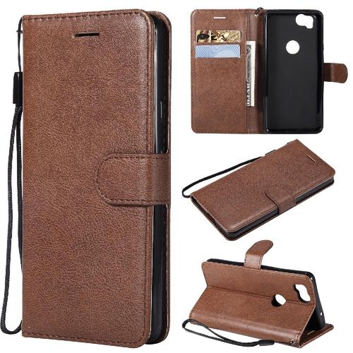 Flip Étui Pour Google Pixel 2 Étui De Téléphone Portefeuille D'affaires Cuir De Haute Qualité Couleur Solide Classique Avec Fente Pour Carte - Le Brun