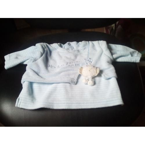 Pull Polaire 3 Mois Bleu Ciel Mon Petit Piou Piou Sucre D Orge