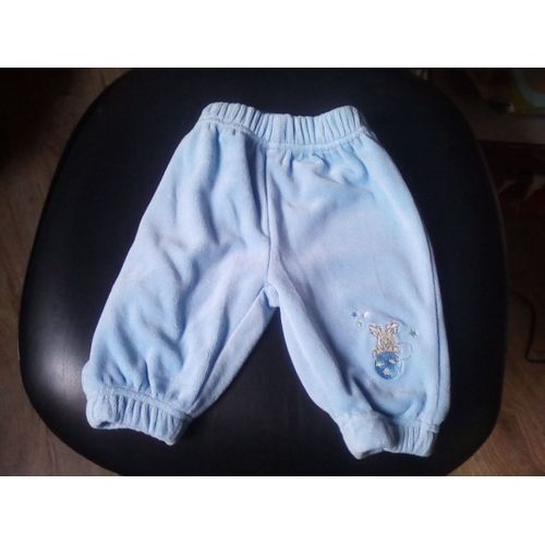 Pantalon Molletonné Bleu Ciel Petit Rennes 3 Mois 100% Baby
