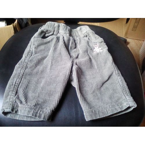 Pantalon Velours Marron Gris Ourson Garçon 3 Mois Mini Gang
