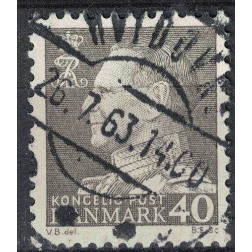 Danemark 1961 Oblitéré Used King Frederik Ix Roi Frédéric Ix Profil Gauche Gris Su