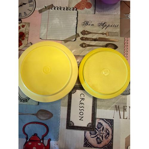 Lot De 2 Assiettes Avec Couvercles Tupperware Vintage Jaune