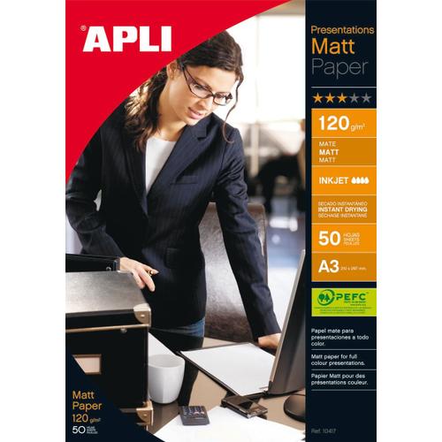 Apli Boite 50 feuilles papier photo mat A3 120g