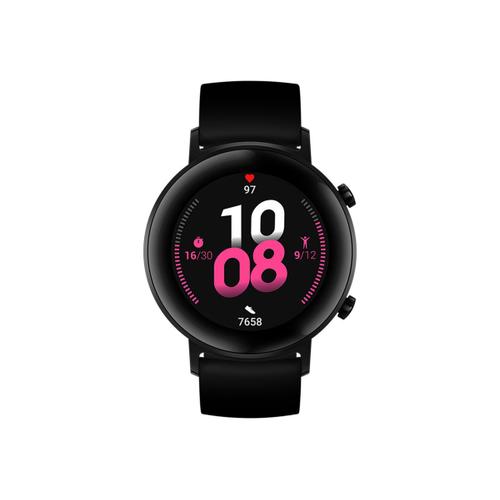 Huawei Watch Gt 2 - Sport - 42 Mm - Acier Inoxydable Noir - Montre Intelligente Avec Bracelet - Fluoroélastomère - Noir - Taille Du Poignet : 130-200 Mm - Affichage 1.2" - Bluetooth - 29 G