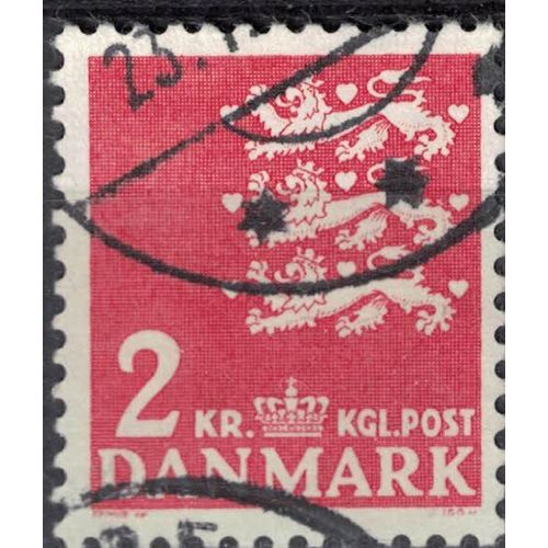 Danemark 1969 Oblitéré Used Coat Of Arms Blason Couronne Trois Lions Héraldiques Rouge Su