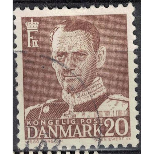 Danemark 1950 Oblitéré Used King Frederik Ix Roi Frédéric Ix 20 Ore Brun Su