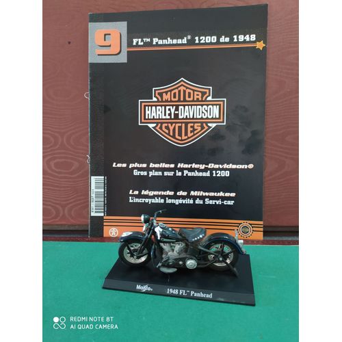 Moto Miniature Harley Davidson Fl Panhead 1200 De 1948 (Collection Hachette 2001 N°9)