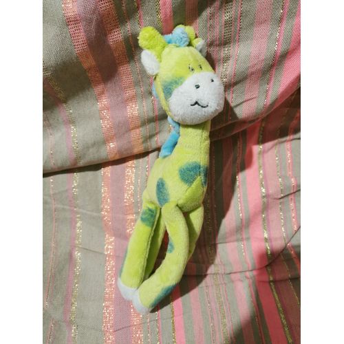 Doudou Peluche Girafe Bleu Vert Aimants Tigex