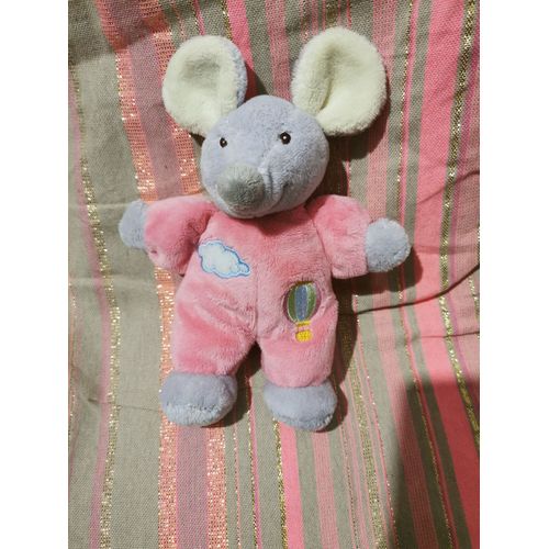 Doudou Souris Rose Grise Nuage Mongolfière Grelot Gipsy
