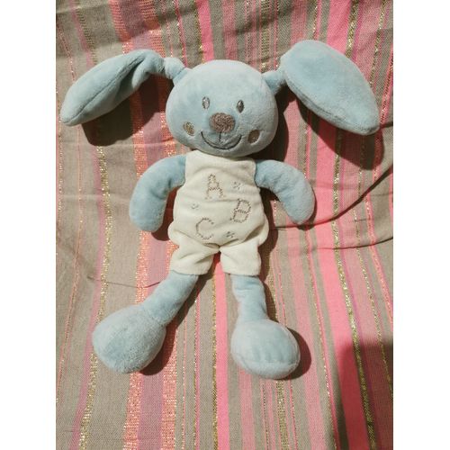 Doudou Peluche Lapin Bleu Ecris Abc Pommette