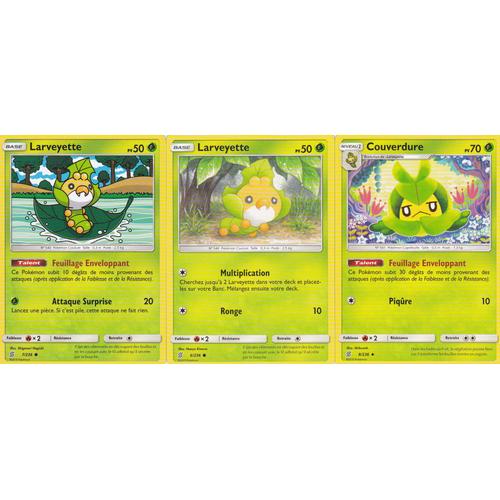 3 Cartes Pokemon Couverdure 8/236 - Lraveyette 6/236 - Larveyette 7/236 - Sl11 Harmonie Des Esprits