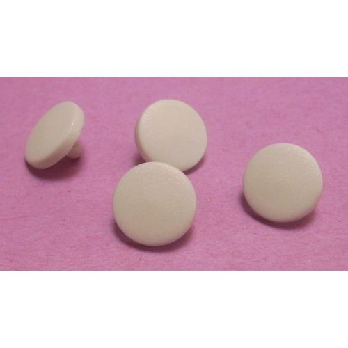 Lot De 4 : Bouton À Queue Blanc Bombé " Rugueux " - Résine - Diamètre 12 Mm